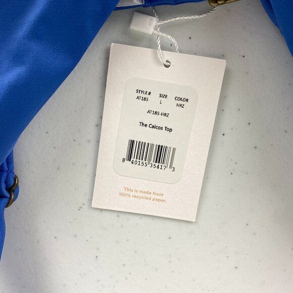 Andie Swim The Caicos Top Bikini Blue Womens Large Cami Triangle - Picture 2 of 4